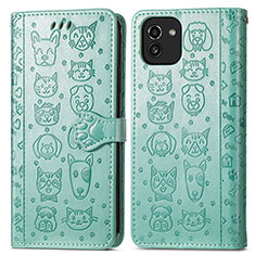 Custodia Portafoglio In Pelle Fantasia Modello Cover con Supporto S03D per Samsung Galaxy A03 Verde