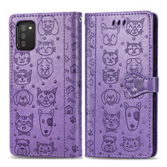 Custodia Portafoglio In Pelle Fantasia Modello Cover con Supporto S03D per Samsung Galaxy A03s Viola