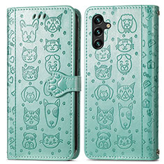 Custodia Portafoglio In Pelle Fantasia Modello Cover con Supporto S03D per Samsung Galaxy A04s Verde