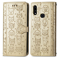 Custodia Portafoglio In Pelle Fantasia Modello Cover con Supporto S03D per Samsung Galaxy A10s Oro