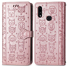 Custodia Portafoglio In Pelle Fantasia Modello Cover con Supporto S03D per Samsung Galaxy A10s Rosa