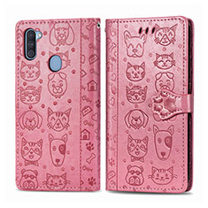 Custodia Portafoglio In Pelle Fantasia Modello Cover con Supporto S03D per Samsung Galaxy A11 Rosa