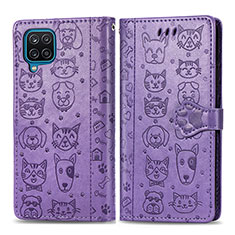 Custodia Portafoglio In Pelle Fantasia Modello Cover con Supporto S03D per Samsung Galaxy A12 5G Viola