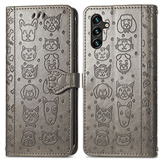 Custodia Portafoglio In Pelle Fantasia Modello Cover con Supporto S03D per Samsung Galaxy A13 5G Grigio