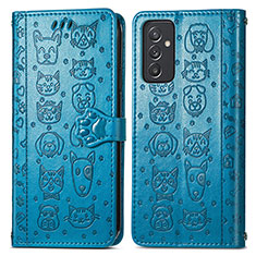 Custodia Portafoglio In Pelle Fantasia Modello Cover con Supporto S03D per Samsung Galaxy A15 4G Blu