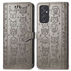 Custodia Portafoglio In Pelle Fantasia Modello Cover con Supporto S03D per Samsung Galaxy A15 4G Grigio