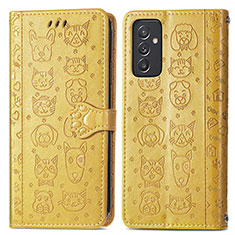 Custodia Portafoglio In Pelle Fantasia Modello Cover con Supporto S03D per Samsung Galaxy A15 LTE Giallo