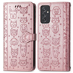 Custodia Portafoglio In Pelle Fantasia Modello Cover con Supporto S03D per Samsung Galaxy A15 LTE Rosa