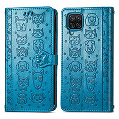 Custodia Portafoglio In Pelle Fantasia Modello Cover con Supporto S03D per Samsung Galaxy A22 4G Blu