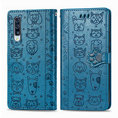 Custodia Portafoglio In Pelle Fantasia Modello Cover con Supporto S03D per Samsung Galaxy A30S Blu