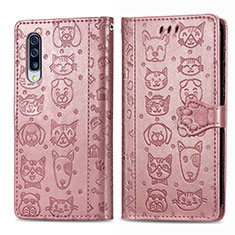 Custodia Portafoglio In Pelle Fantasia Modello Cover con Supporto S03D per Samsung Galaxy A30S Rosa