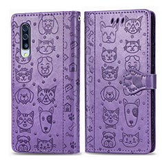 Custodia Portafoglio In Pelle Fantasia Modello Cover con Supporto S03D per Samsung Galaxy A30S Viola