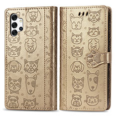 Custodia Portafoglio In Pelle Fantasia Modello Cover con Supporto S03D per Samsung Galaxy A32 5G Oro