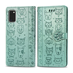 Custodia Portafoglio In Pelle Fantasia Modello Cover con Supporto S03D per Samsung Galaxy A41 Verde