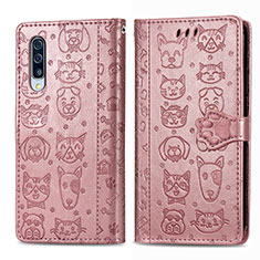 Custodia Portafoglio In Pelle Fantasia Modello Cover con Supporto S03D per Samsung Galaxy A50S Rosa