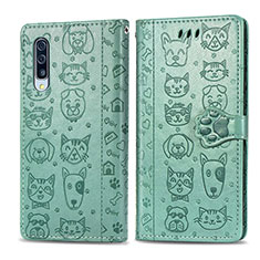 Custodia Portafoglio In Pelle Fantasia Modello Cover con Supporto S03D per Samsung Galaxy A50S Verde