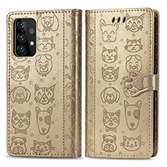 Custodia Portafoglio In Pelle Fantasia Modello Cover con Supporto S03D per Samsung Galaxy A52 4G Oro