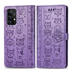 Custodia Portafoglio In Pelle Fantasia Modello Cover con Supporto S03D per Samsung Galaxy A52 4G Viola