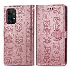 Custodia Portafoglio In Pelle Fantasia Modello Cover con Supporto S03D per Samsung Galaxy A72 4G Rosa