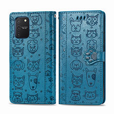 Custodia Portafoglio In Pelle Fantasia Modello Cover con Supporto S03D per Samsung Galaxy A91 Blu