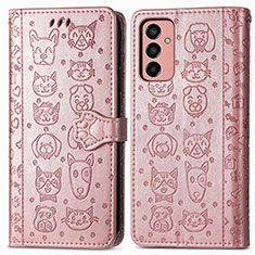 Custodia Portafoglio In Pelle Fantasia Modello Cover con Supporto S03D per Samsung Galaxy F13 4G Rosa