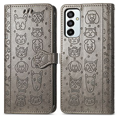 Custodia Portafoglio In Pelle Fantasia Modello Cover con Supporto S03D per Samsung Galaxy F23 5G Grigio