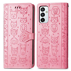 Custodia Portafoglio In Pelle Fantasia Modello Cover con Supporto S03D per Samsung Galaxy F23 5G Rosa