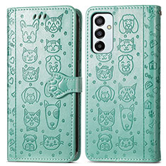 Custodia Portafoglio In Pelle Fantasia Modello Cover con Supporto S03D per Samsung Galaxy F23 5G Verde