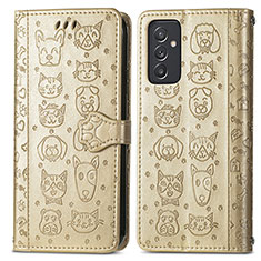 Custodia Portafoglio In Pelle Fantasia Modello Cover con Supporto S03D per Samsung Galaxy F34 5G Oro