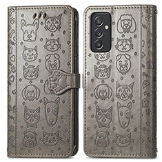 Custodia Portafoglio In Pelle Fantasia Modello Cover con Supporto S03D per Samsung Galaxy F54 5G Grigio