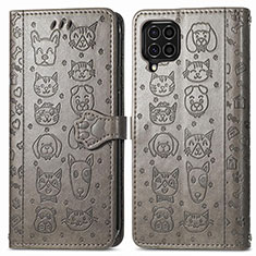 Custodia Portafoglio In Pelle Fantasia Modello Cover con Supporto S03D per Samsung Galaxy F62 5G Grigio