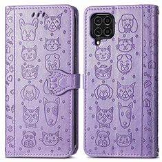 Custodia Portafoglio In Pelle Fantasia Modello Cover con Supporto S03D per Samsung Galaxy F62 5G Viola