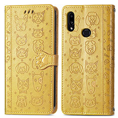 Custodia Portafoglio In Pelle Fantasia Modello Cover con Supporto S03D per Samsung Galaxy M01s Giallo