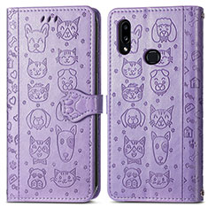 Custodia Portafoglio In Pelle Fantasia Modello Cover con Supporto S03D per Samsung Galaxy M01s Viola