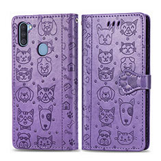 Custodia Portafoglio In Pelle Fantasia Modello Cover con Supporto S03D per Samsung Galaxy M11 Viola