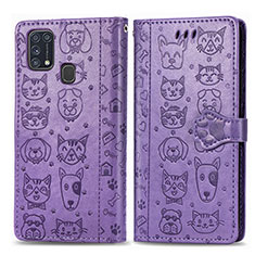 Custodia Portafoglio In Pelle Fantasia Modello Cover con Supporto S03D per Samsung Galaxy M31 Prime Edition Viola