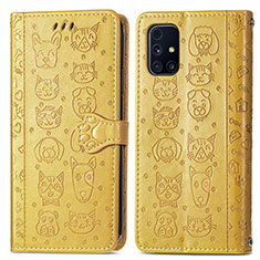 Custodia Portafoglio In Pelle Fantasia Modello Cover con Supporto S03D per Samsung Galaxy M31s Giallo