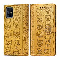 Custodia Portafoglio In Pelle Fantasia Modello Cover con Supporto S03D per Samsung Galaxy M51 Giallo