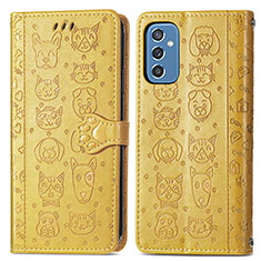 Custodia Portafoglio In Pelle Fantasia Modello Cover con Supporto S03D per Samsung Galaxy M52 5G Giallo