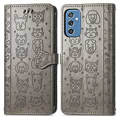 Custodia Portafoglio In Pelle Fantasia Modello Cover con Supporto S03D per Samsung Galaxy M52 5G Grigio