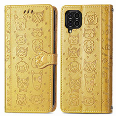 Custodia Portafoglio In Pelle Fantasia Modello Cover con Supporto S03D per Samsung Galaxy M62 4G Giallo