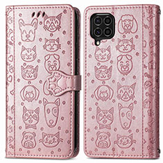 Custodia Portafoglio In Pelle Fantasia Modello Cover con Supporto S03D per Samsung Galaxy M62 4G Rosa