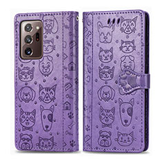 Custodia Portafoglio In Pelle Fantasia Modello Cover con Supporto S03D per Samsung Galaxy Note 20 Ultra 5G Viola