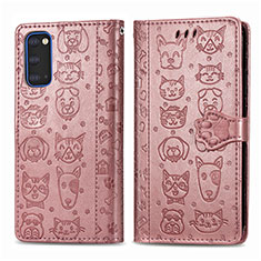 Custodia Portafoglio In Pelle Fantasia Modello Cover con Supporto S03D per Samsung Galaxy S20 5G Rosa