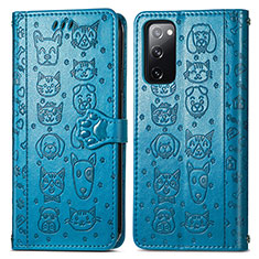 Custodia Portafoglio In Pelle Fantasia Modello Cover con Supporto S03D per Samsung Galaxy S20 FE (2022) 5G Blu