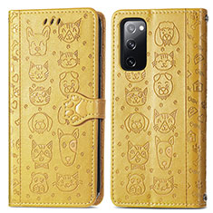 Custodia Portafoglio In Pelle Fantasia Modello Cover con Supporto S03D per Samsung Galaxy S20 FE (2022) 5G Giallo