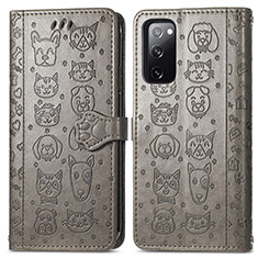 Custodia Portafoglio In Pelle Fantasia Modello Cover con Supporto S03D per Samsung Galaxy S20 FE (2022) 5G Grigio