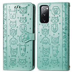 Custodia Portafoglio In Pelle Fantasia Modello Cover con Supporto S03D per Samsung Galaxy S20 FE (2022) 5G Verde