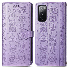 Custodia Portafoglio In Pelle Fantasia Modello Cover con Supporto S03D per Samsung Galaxy S20 FE 5G Viola