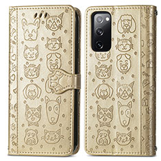 Custodia Portafoglio In Pelle Fantasia Modello Cover con Supporto S03D per Samsung Galaxy S20 Lite 5G Oro